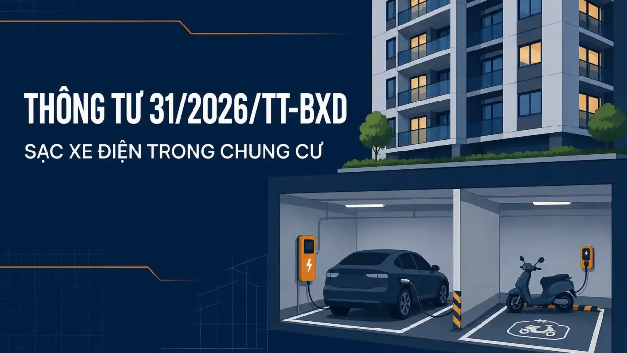 Thông tư 31/2026/TT-BXD sửa đổi QCVN 04:2021/BXD về chỗ để xe điện và sạc xe điện trong nhà chung cư